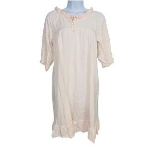 Vintage Orcite Womens Nightgown S Pink Ruffled 3/4 Sleeve Sleepwear